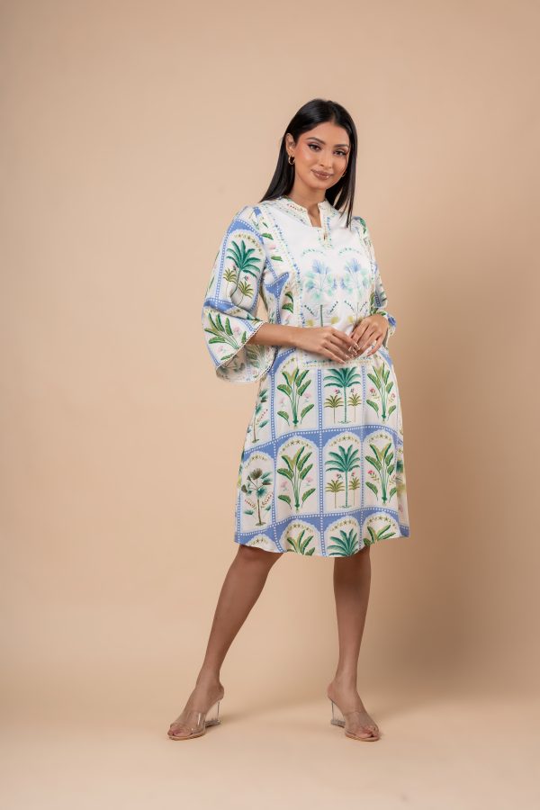 Botanical Patterned Embroidered Short Dress - Image 5