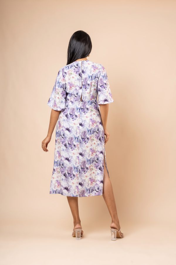 Tie-Up V-Neck Midi Dress With Side Slit - Image 6