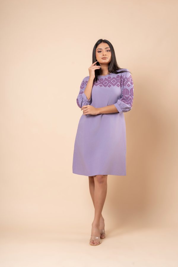Embroidery A-Line Short Dress - Image 2