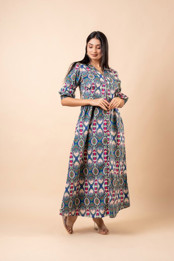 Abstract Patterned Button-Down Maxi Dress - Image 3