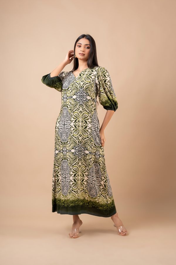 Ikat Patterned Border Detailed Maxi Dress - Image 4
