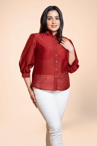 Puff Sleeve Button-Down Shirt Blouse