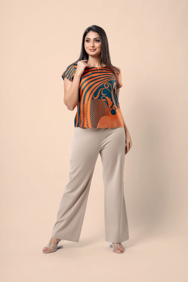 Abstract Patterned Short Sleeve Blouse - Image 3