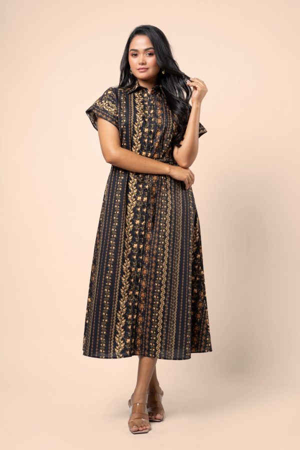 Floral Patterned Button-Down Midi Dress - Image 4