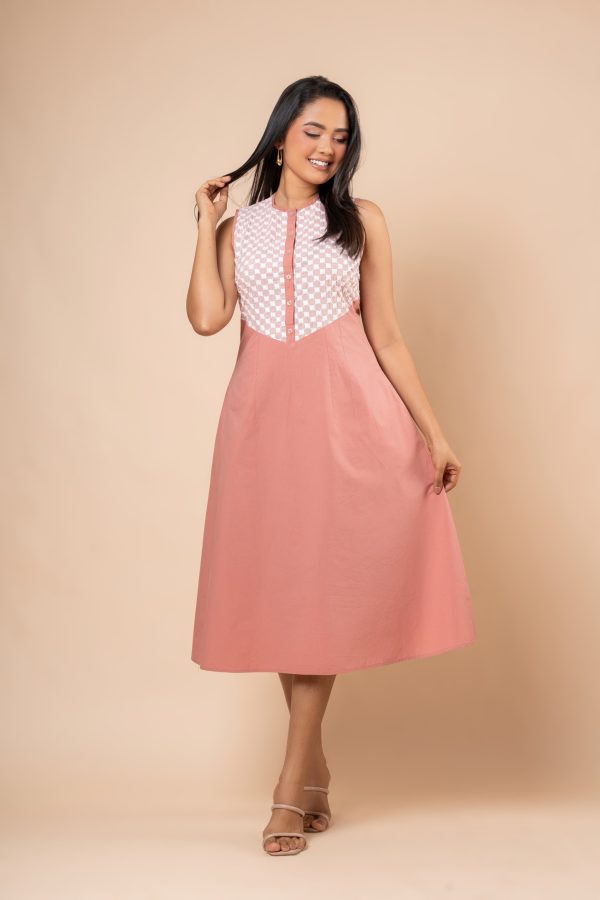 Sleeveless Cutlawn Yoke Sleeveless Short Dress - Image 5