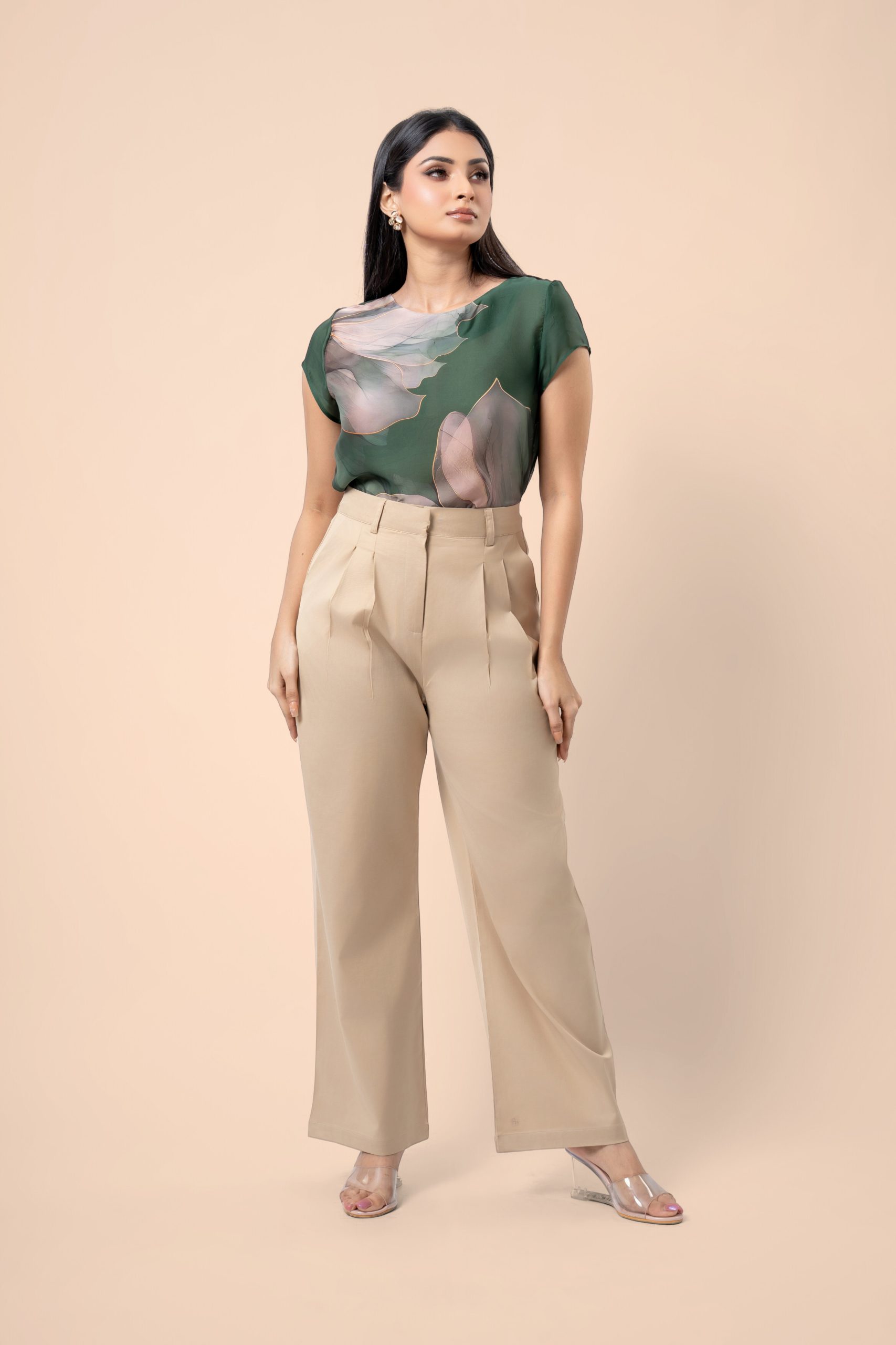 Pleat Detail Straight Leg Pants