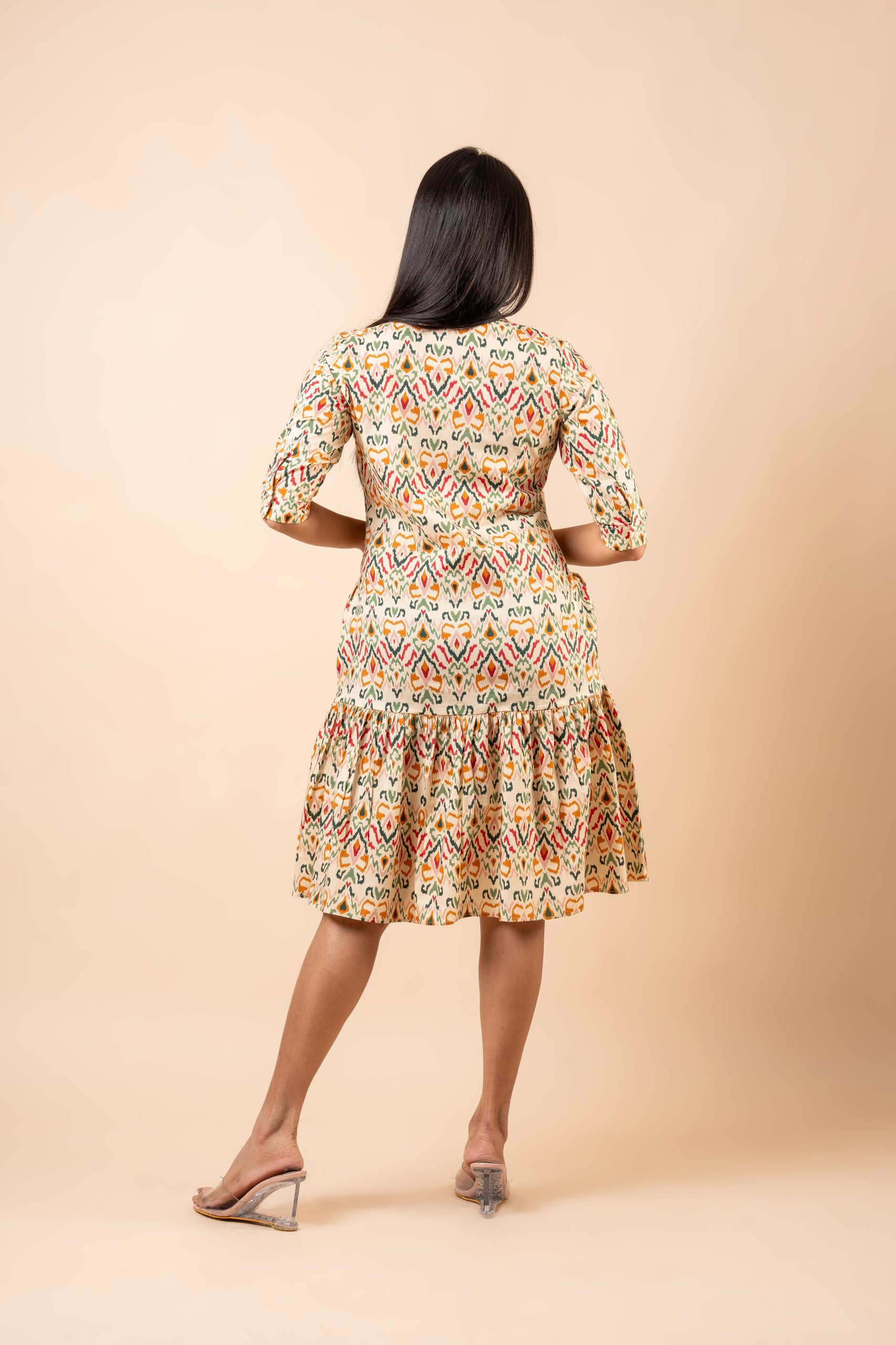 Abstract Patterned Tiered Short Shirt Dress - Image 6