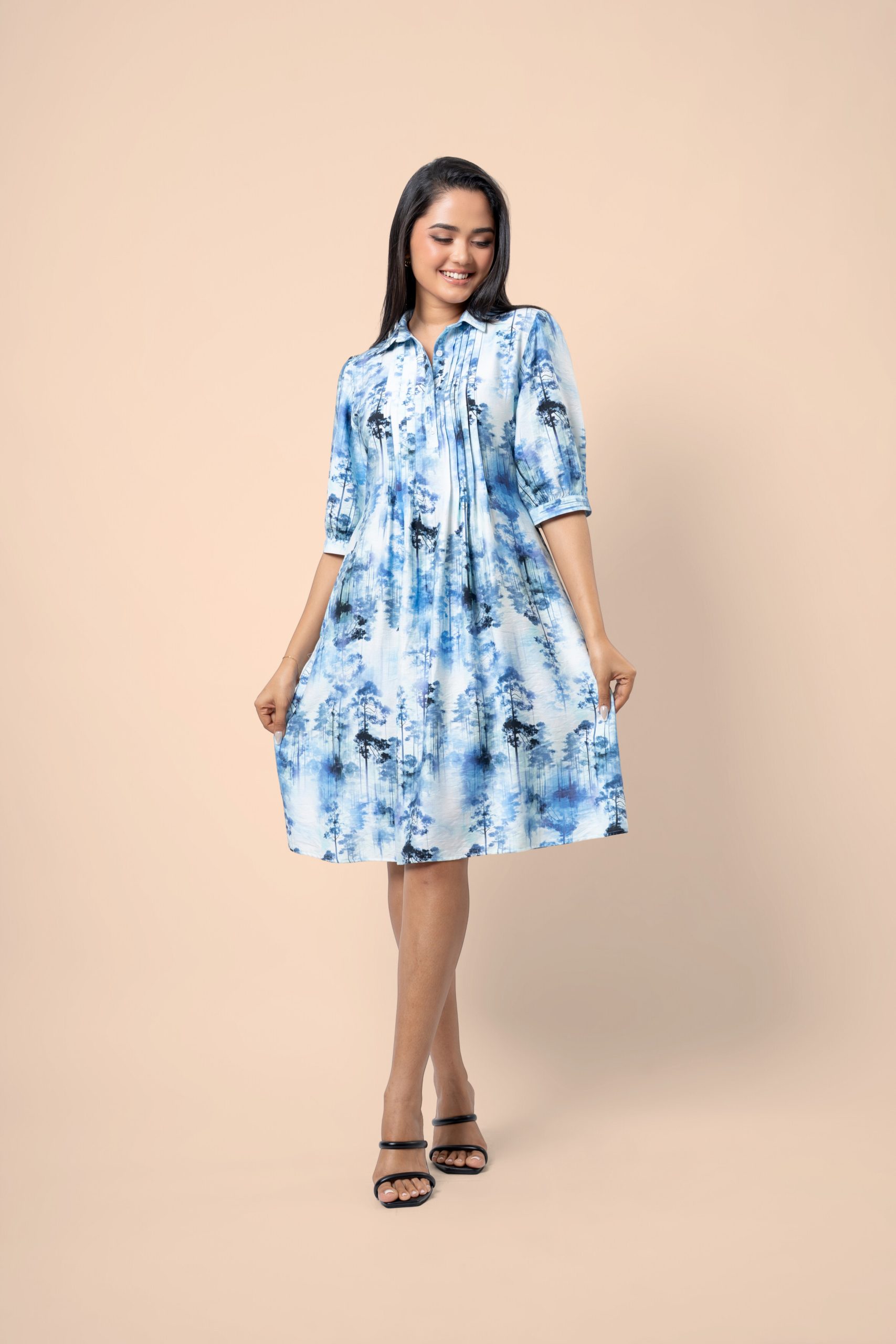 Pintuck Detail Short Shirt Dress - Image 5