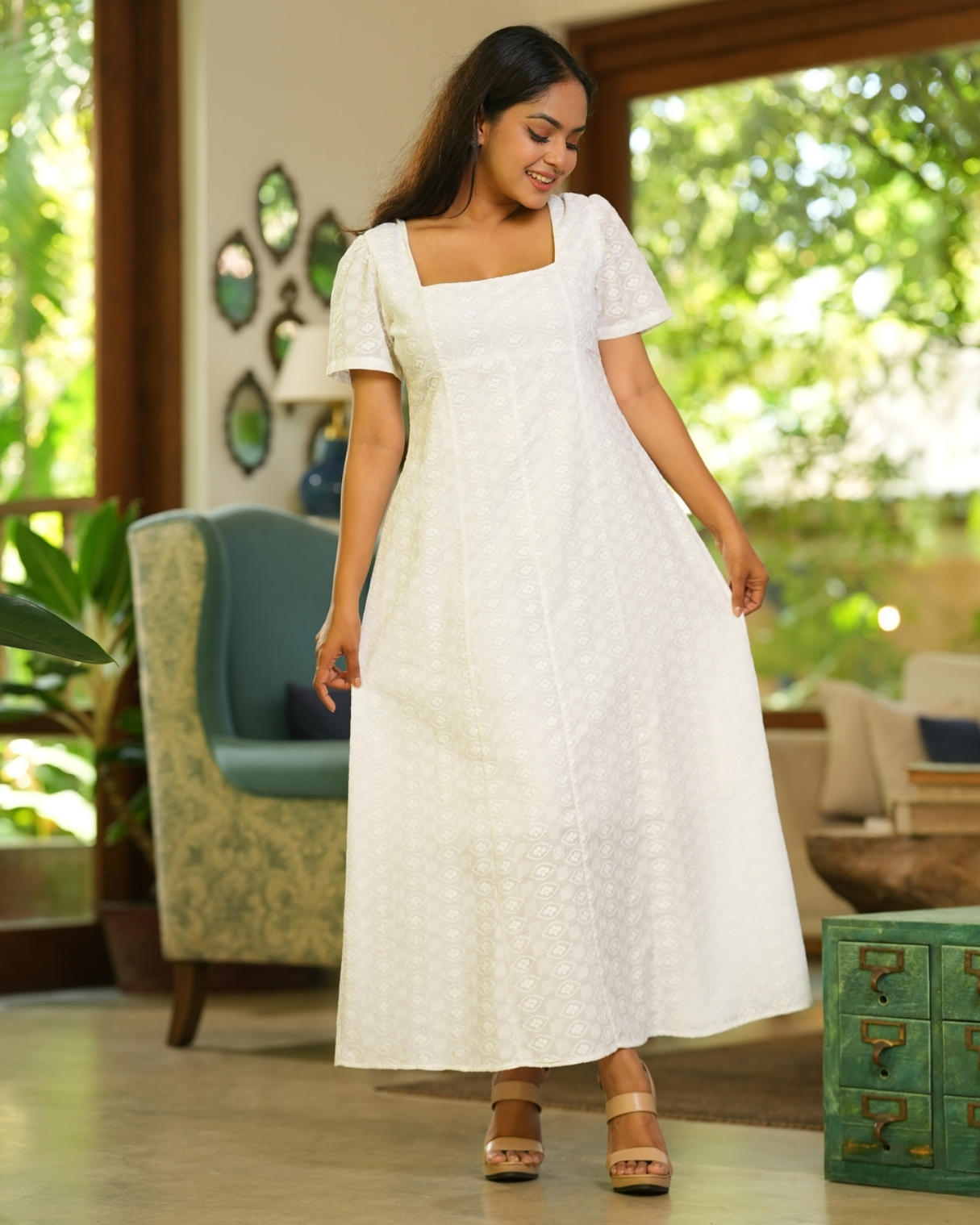 Square Neck Princess Line Maxi Dress - Image 5