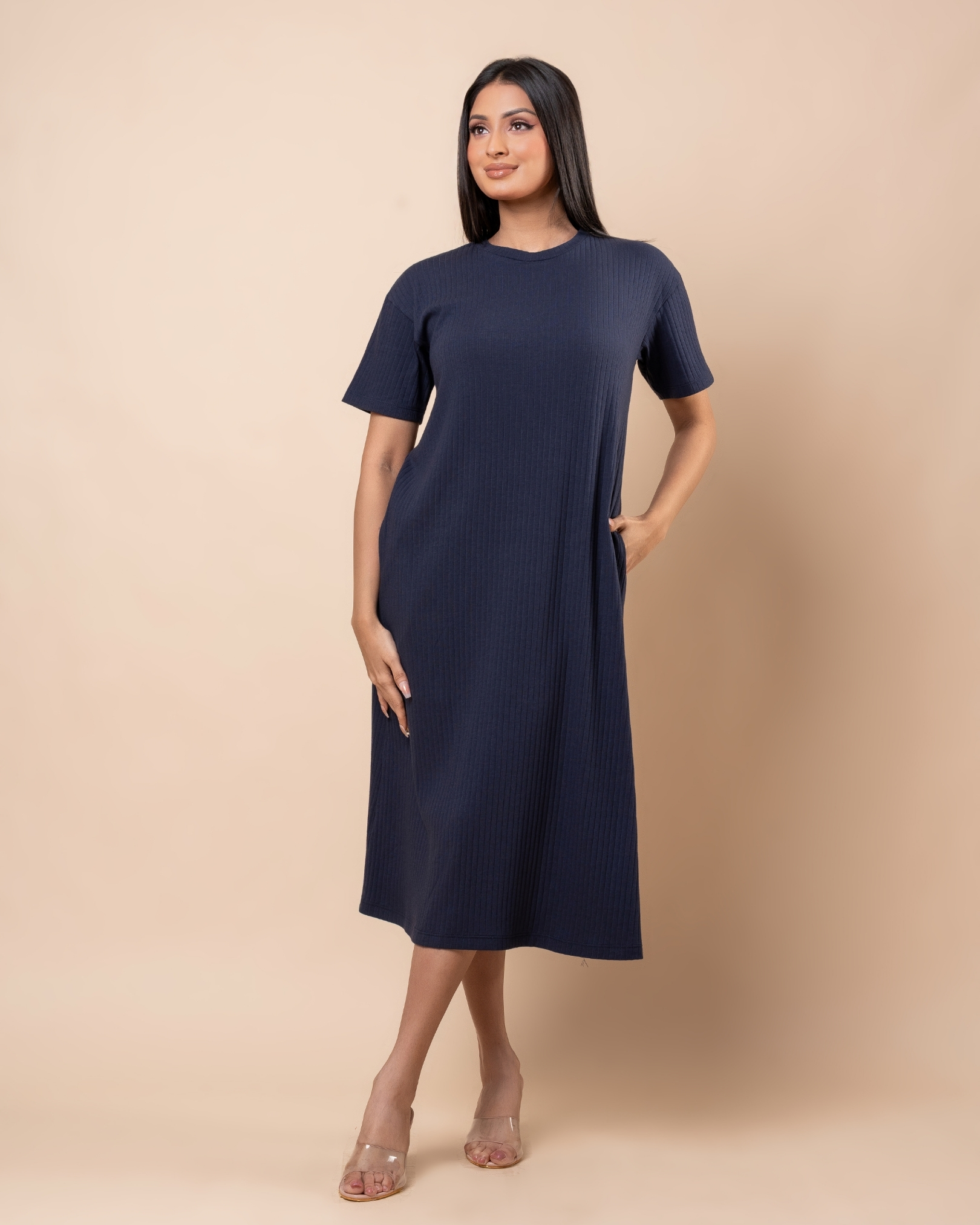 Drop Shoulder Detail Midi T-Shirt Dress - Image 4