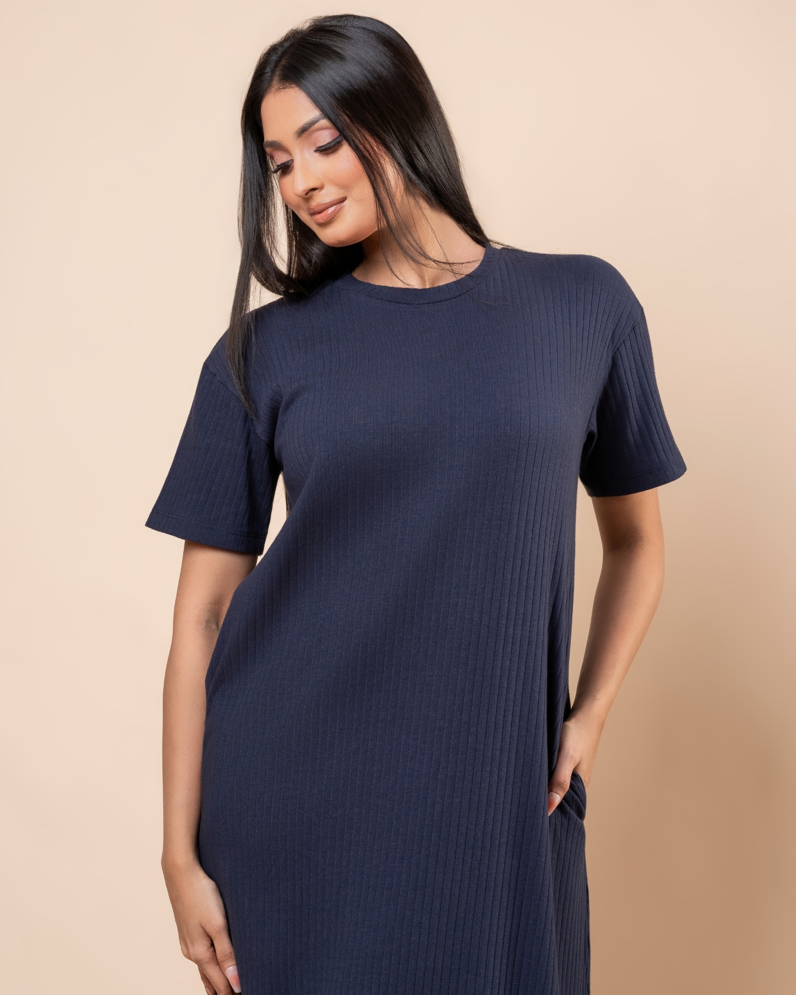 Drop Shoulder Detail Midi T-Shirt Dress - Image 2