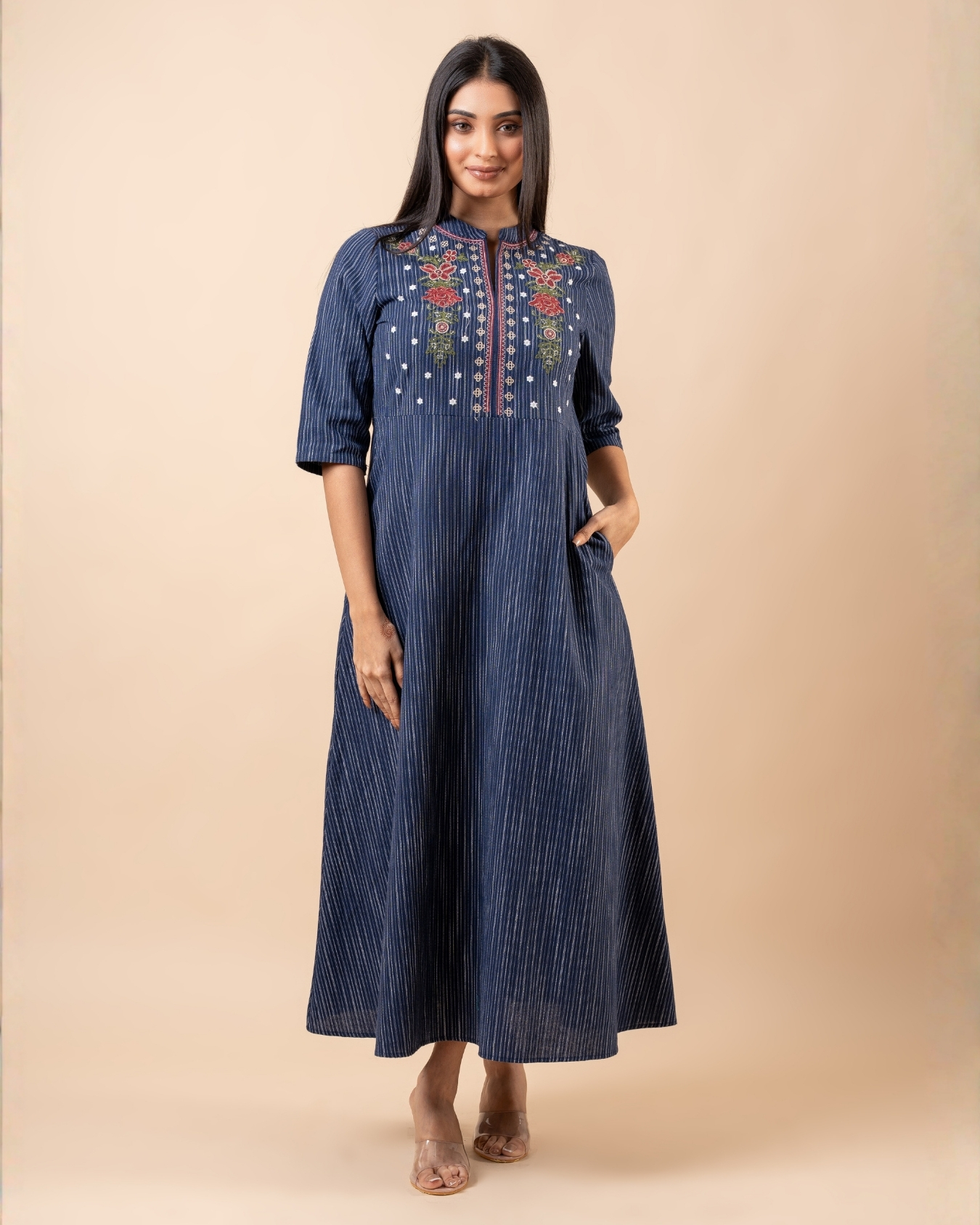 Floral Embroidery Detail Maxi Dress