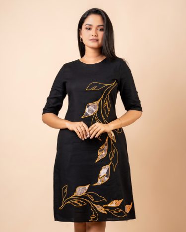 Applique Detailed A-Line Short Dress