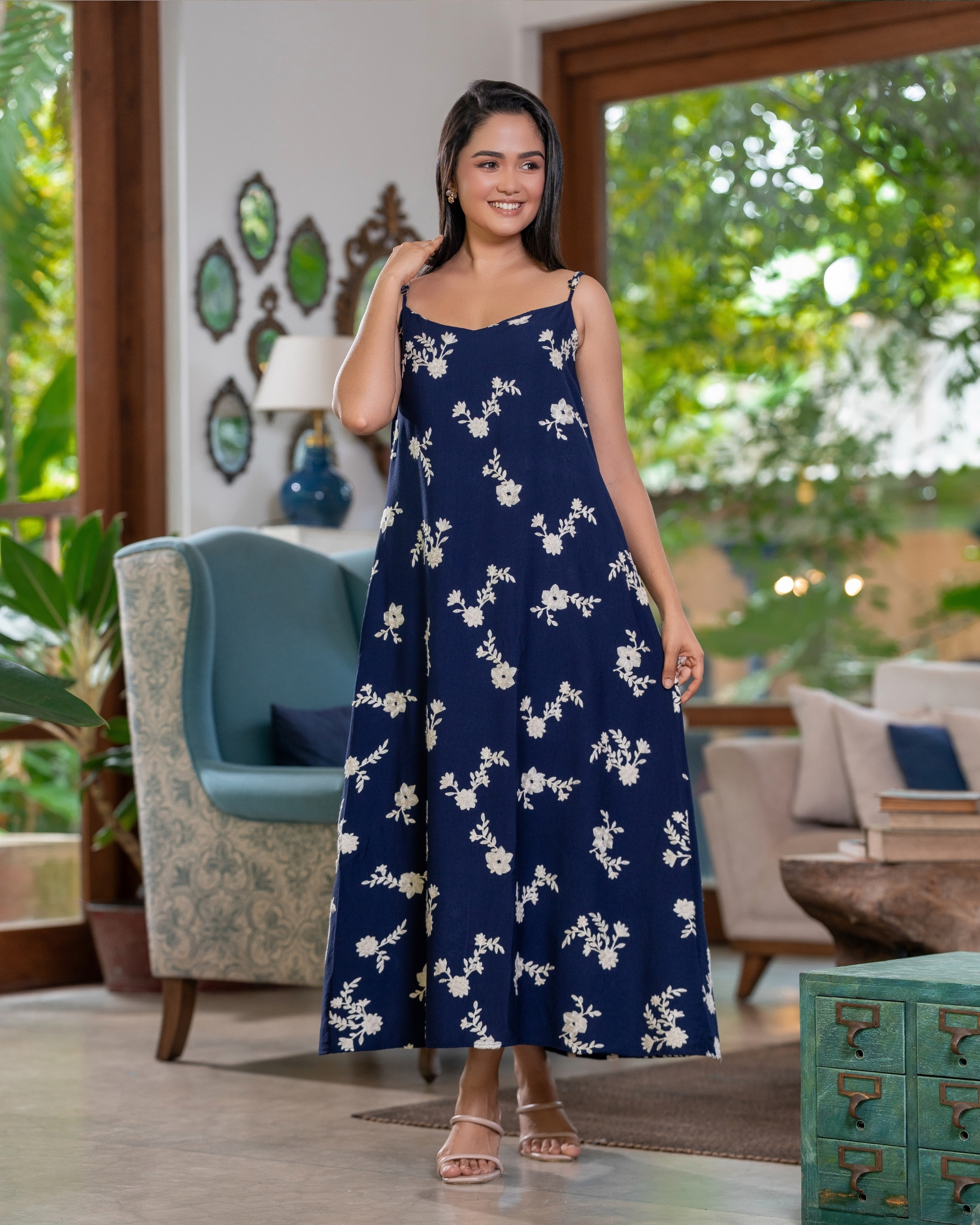 Embroidered Strappy Maxi Dress - Image 6