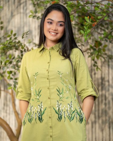 Floral Embroidery Detail Short Dress