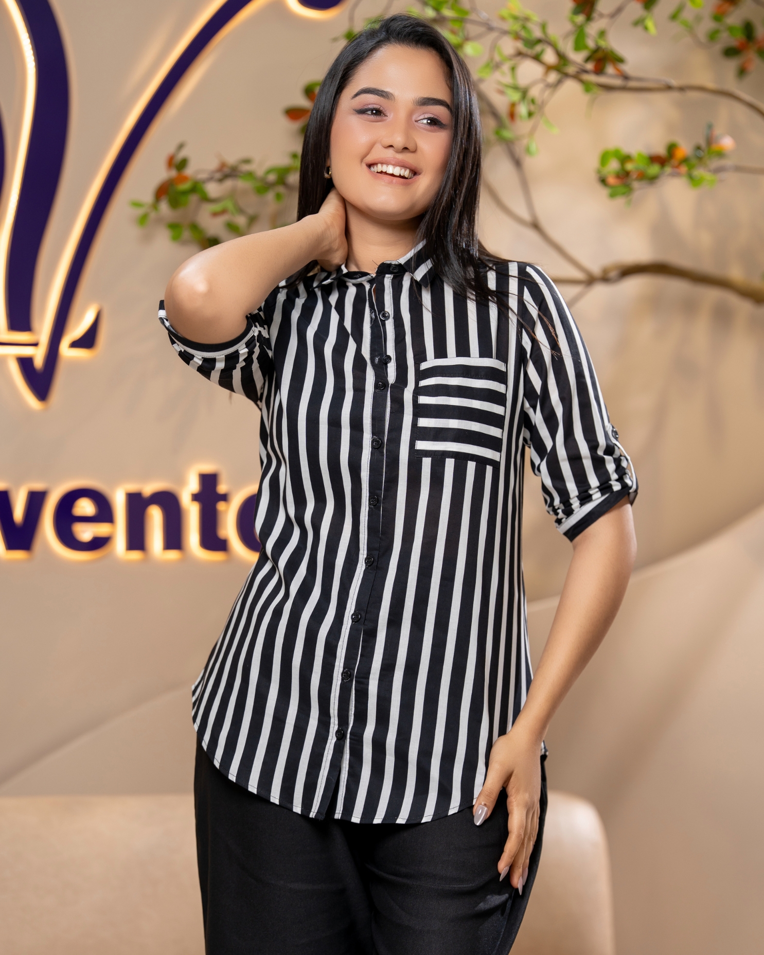 Striped Shirt with Pocket Detail - Image 2