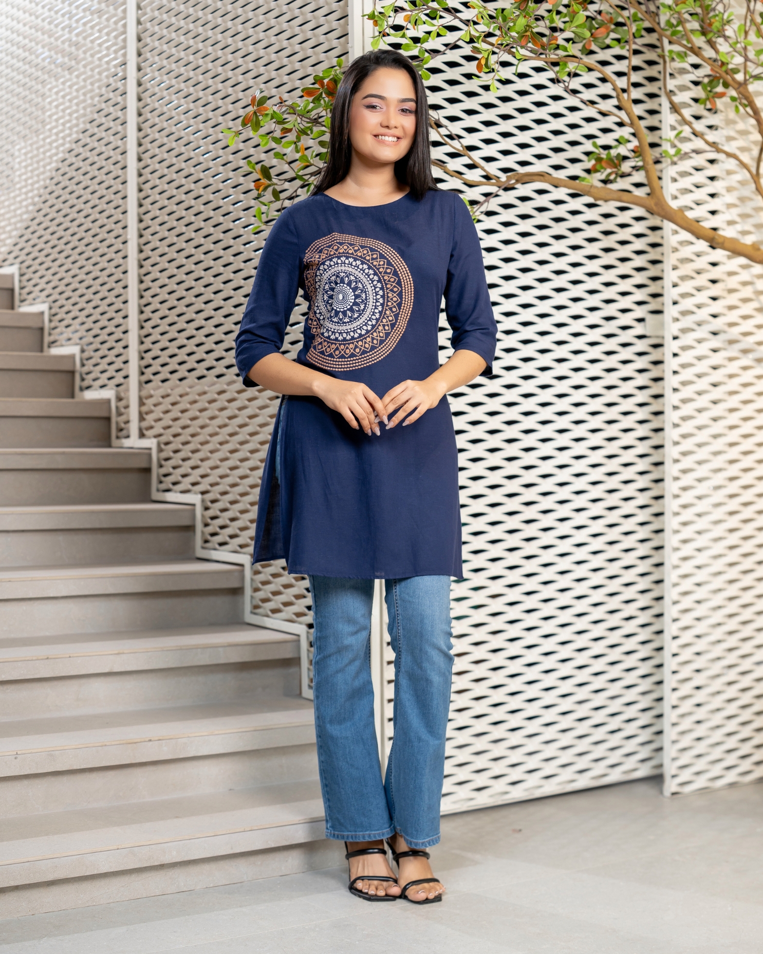 Embroidery Detail Kurta Top