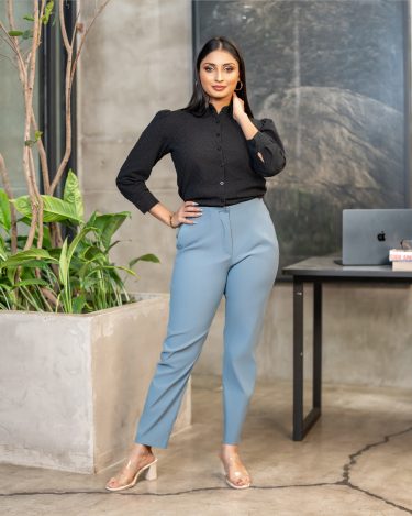 Pintuck Detailed Pencil Cut Office Pant