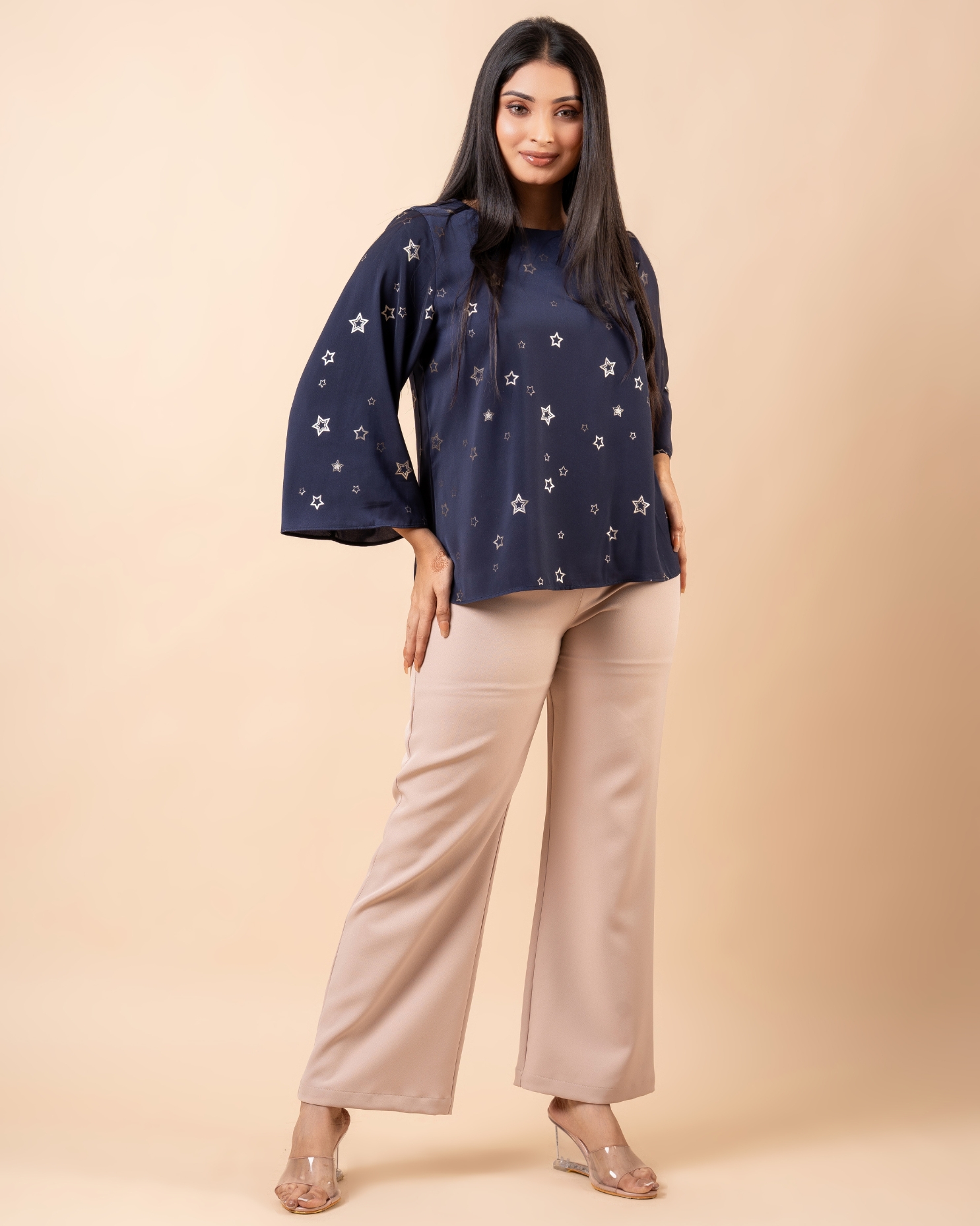 Star Patterned Bell Sleeve Top - Image 4