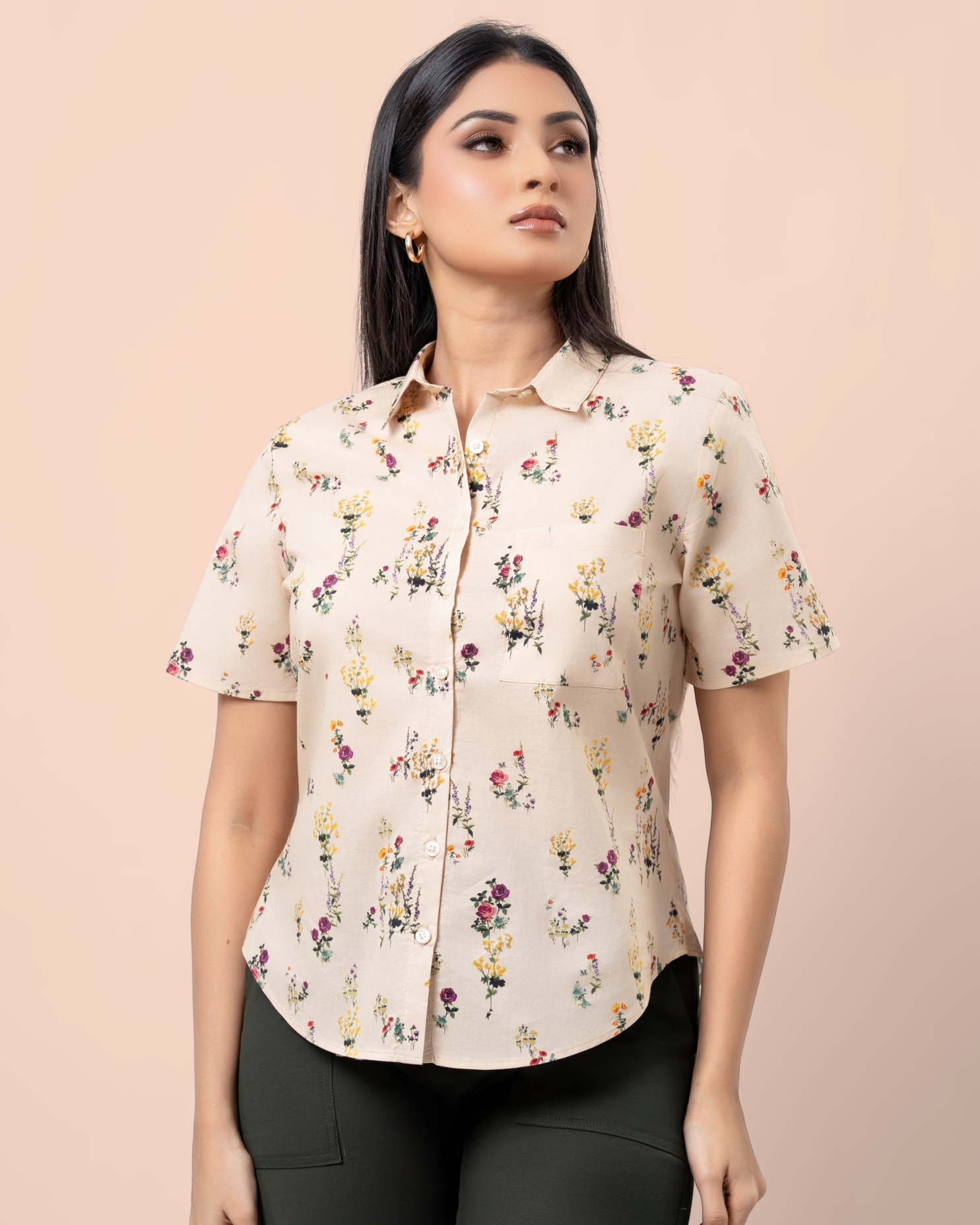 Floral Printed Shirt with Pocket Detail - Image 2