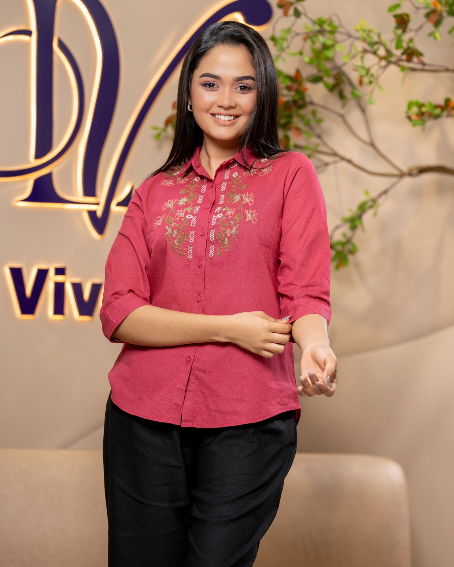 Embroidery Detail Shirt Blouse - Image 2