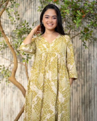 Neck Embellished Abstract Patterned Maxi Dress