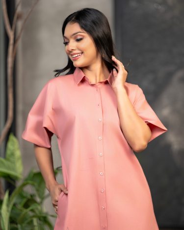 Embroidery Detail Loose Fitted Midi Dress