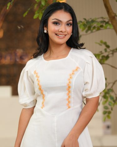 Embroidered Prncess Line Maxi Dress