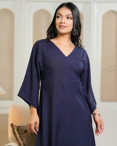 High-Low Bell Sleeve Midi Dress