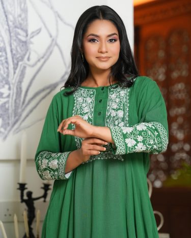 Floral Embroidery Detail Midi Dress