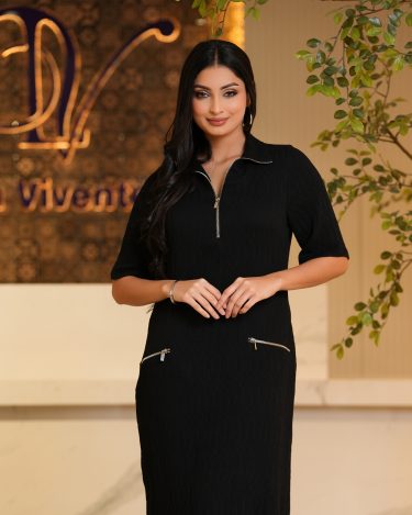 Zipper Detail Short Polo Shirt Dress