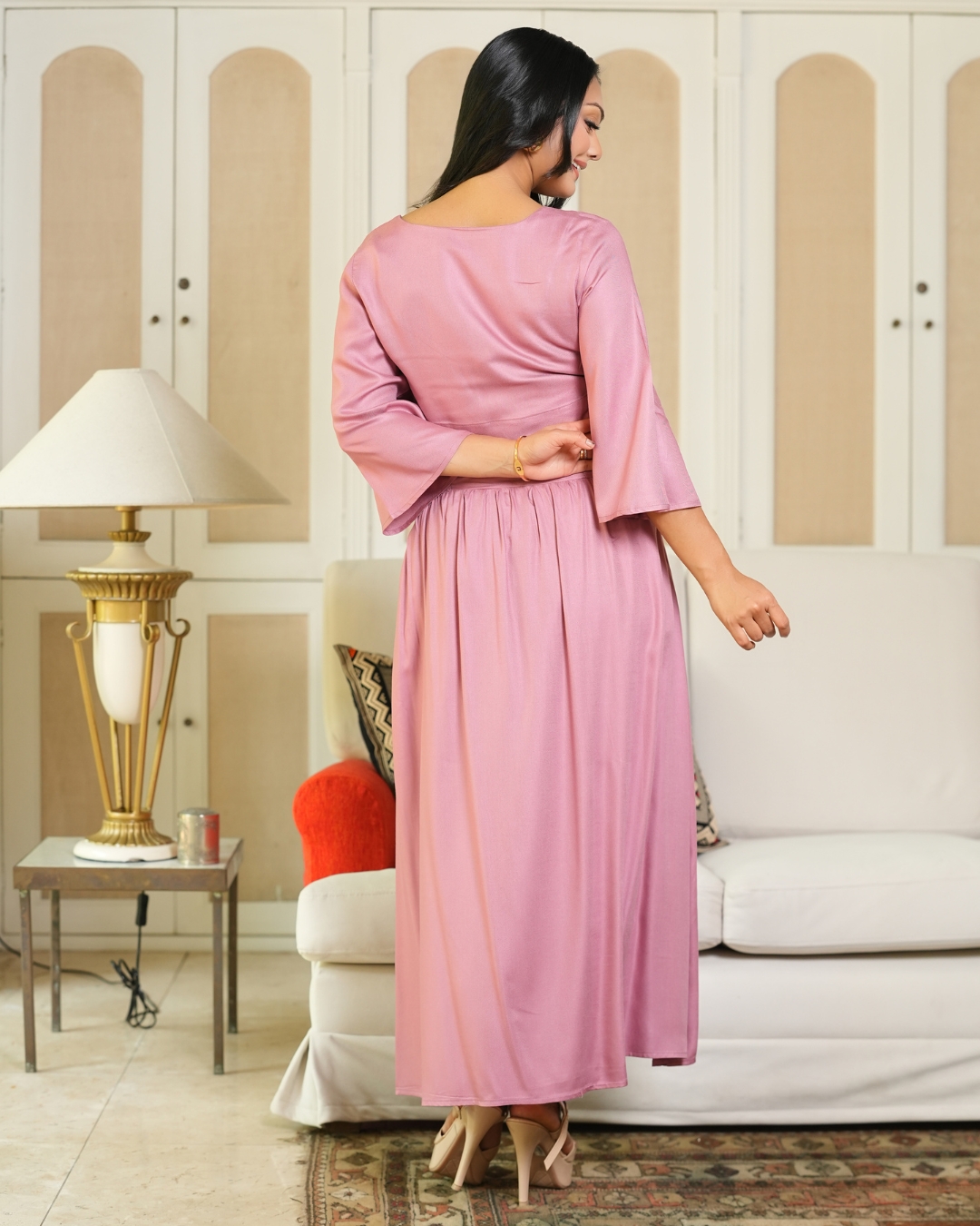 Tie-Up Detail Crop Top and Maxi Skirt Set - Image 7