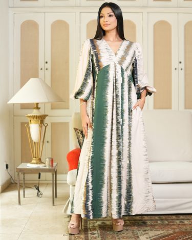 Puff Sleeve Tie-up Detail Maxi Dress