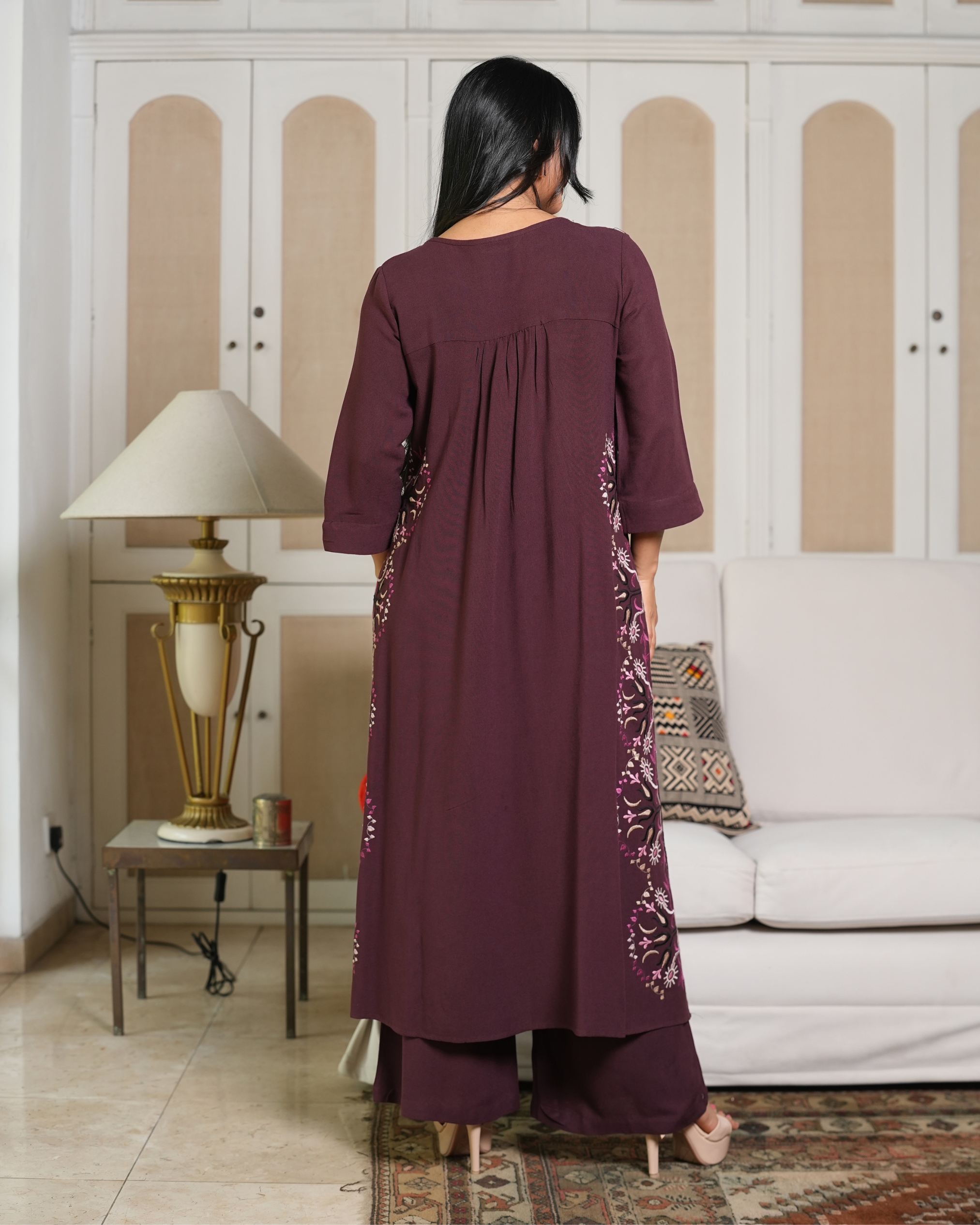 Floral Embroidery Kurta Top and Pants Set - Image 5